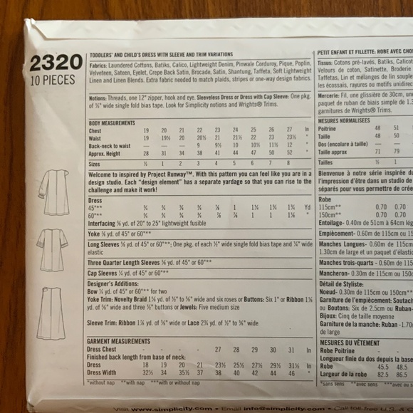 Simplicity “Project Runway” Sewing Pattern - NEW UNCUT - Picture 3 of 3